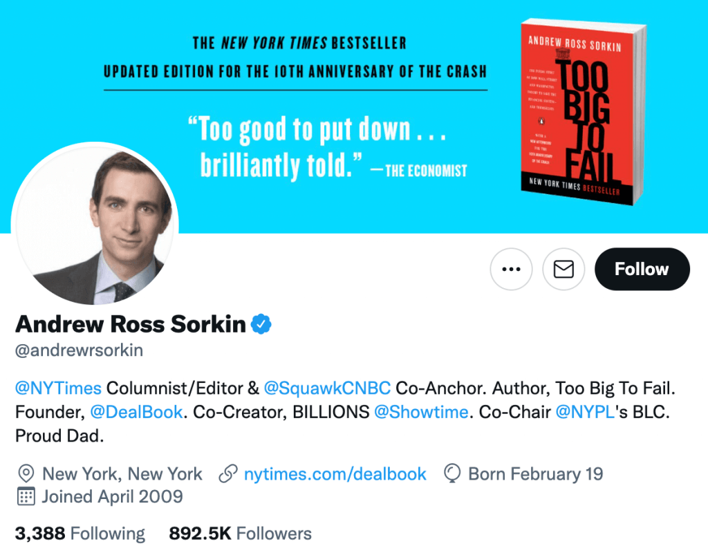 Andrew Ross Sorkin - Top finance journalists