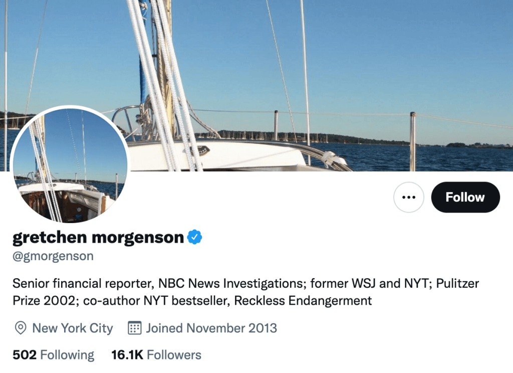 Gretchen Morgenson - Top finance journalists