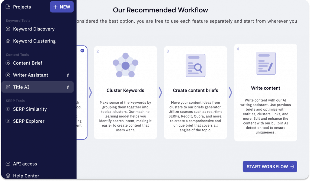 Keyword Insights: AI marketing tools interface screenshot