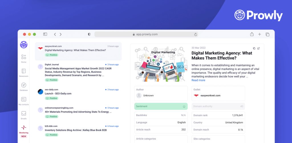 Media Monitoring - Prowly PR Software