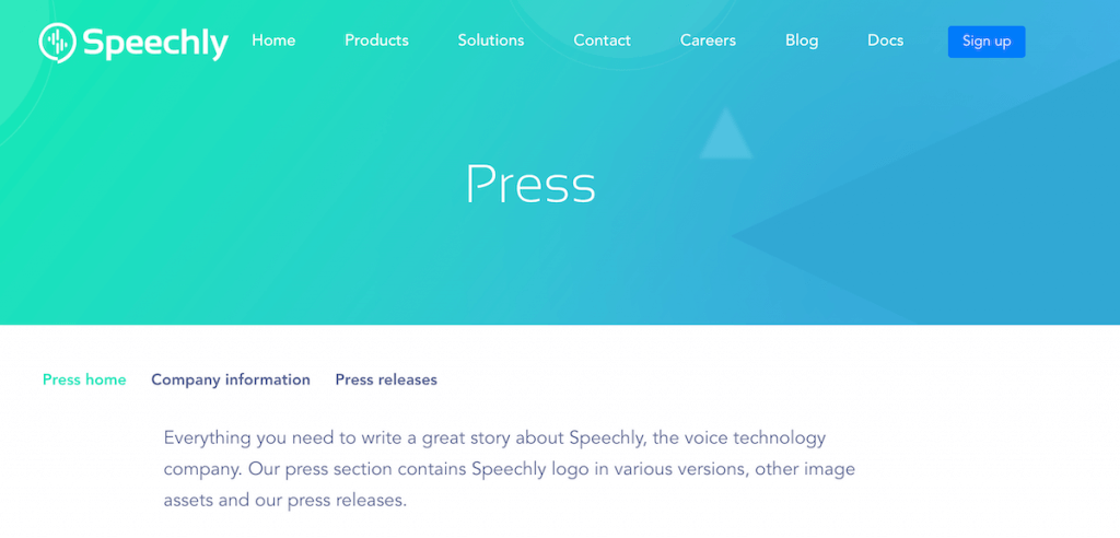 A digital media kit example from Speechly